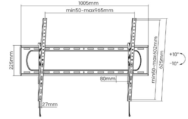 Držiak Brateck LP73-69T pre TV 60&quot;-120&quot; 120kg polohovateľný nástenný Heavy Duty5