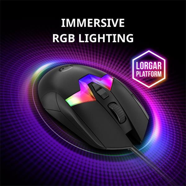 Lorgar MSP80, profi herná myš, 8 progr. tlač., senzor Pixart PAW3395, 26.000 DPI, režim podsv. RGB,  biela10