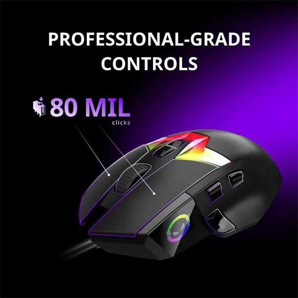 Lorgar MSP80, profi herná myš, 8 progr. tlač., senzor Pixart PAW3395, 26.000 DPI, režim podsv. RGB,  biela11