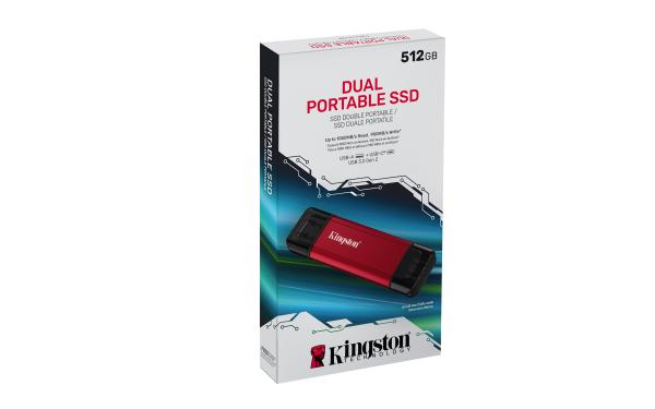 Kingston Dual Portable/ 512GB/ SSD/ Externý/ Červená/ 5R0