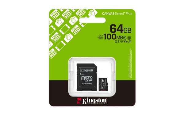 Kingston Canvas Select Plus/ Micro SDXC/ 64GB/ UHS-I U1 / Class 10/ + Adaptér0
