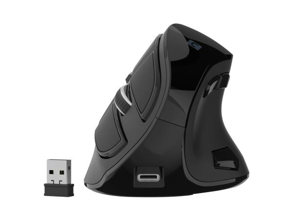 Vertikálna bezdrôtová myš Natec EUPHONIE PRO/ Vertikálna/ Blue Sense/ Pre pravákov/ 4 000 DPI/ USB+BT/ Čier7