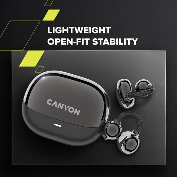 Canyon TWS-14, True Wireless BT slúchadlá za ucho (open-ear-clip), USB-C nabíjanie, nabíjacie puzdro, čierne9