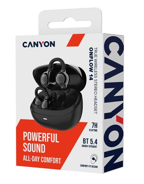 Canyon TWS-14, True Wireless BT slúchadlá za ucho (open-ear-clip), USB-C nabíjanie, nabíjacie puzdro, čierne15