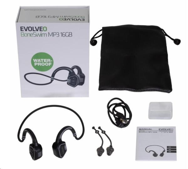 EVOLVEO bezdrátová sluchátka BoneSwim MP3 16GB,  na lícní kosti,  šedá1