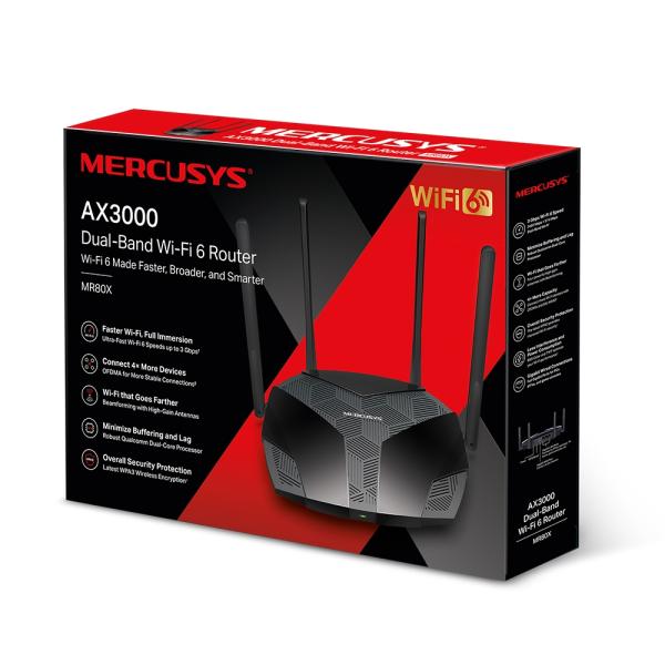 Mercusys MR80X AX3000 WiFi 6 Dual-Band router3