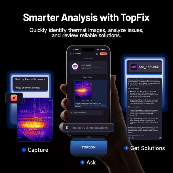 TOPDON termálna infrakamera TC001 Max/ AI asistent/ 512x384/ iOS/ Android/ Windows/ 1, 5MP/ USB-C6