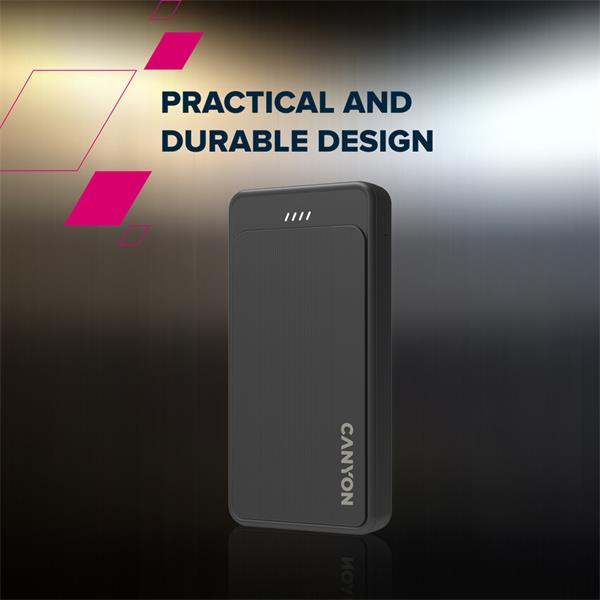 Canyon OnPower 200, Powerbank, 20.000 mAh, LED indikátor, in: 1x USB-C/1x microUSB, out: 1x USB-C a 2x USB-A 2