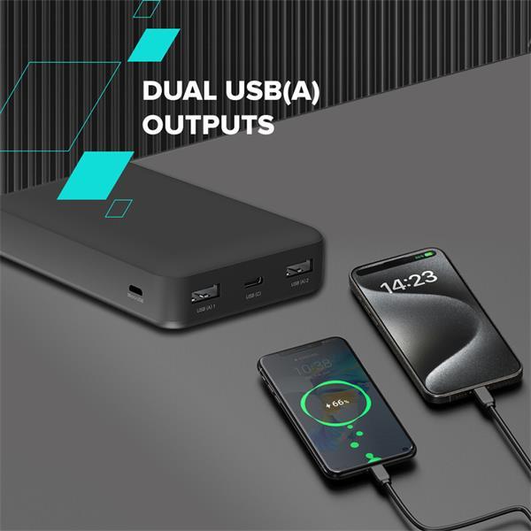 Canyon OnPower 200, Powerbank, 20.000 mAh, LED indikátor, in: 1x USB-C/1x microUSB, out: 1x USB-C a 2x USB-A 10