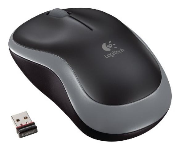 Logitech M185 nano/ Kancelářská/ Optická/ 1 000DPI/ Bezdrátová USB/ Šedá