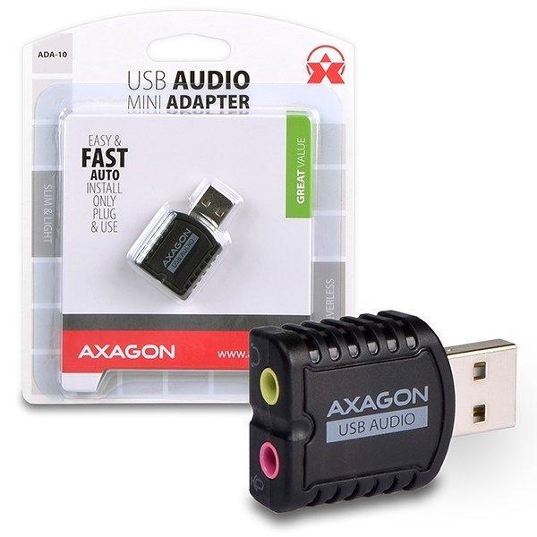 AXAGON ADA-10, USB 2.0 - externá zvuková karta MINI, 48kHz/16-bit stereo, vstup USB-A 