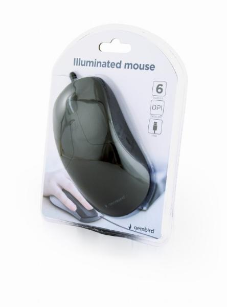 Myš GEMBIRD MUS-UL-01, podsvietená, čierna, 2400DPI,  USB0