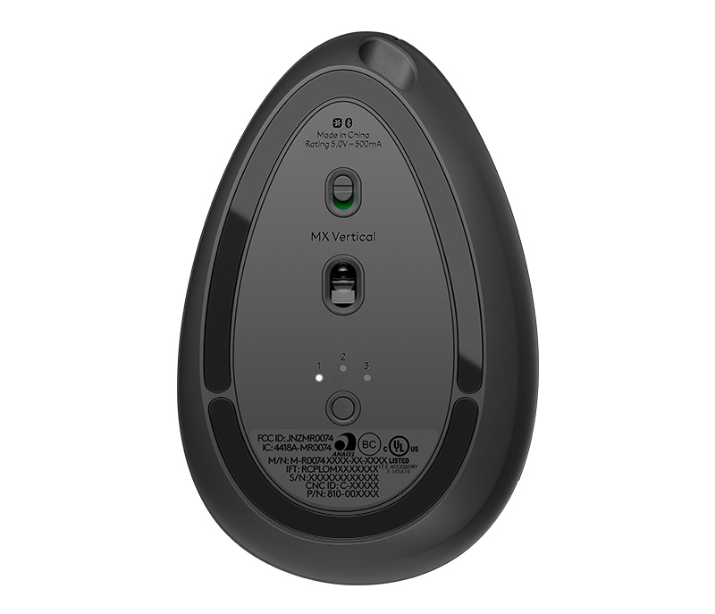 Logitech MX/ Vertikálna/ Optická/ Pre pravákov/ 4 000 DPI/ Drôtová+bezdrôtová/ Čierna4 