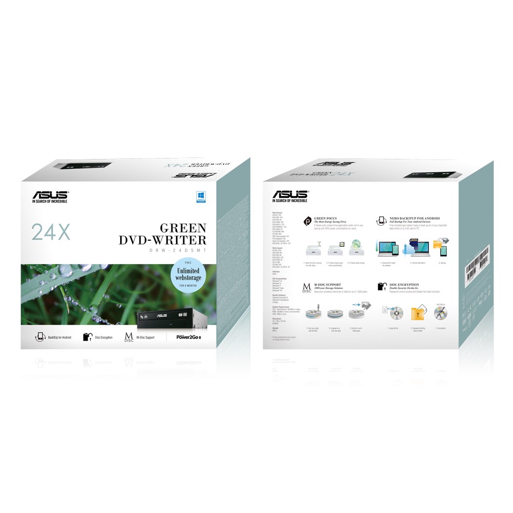 ASUS DRW-24D5MT/ BLACK/ BULK gén1 
