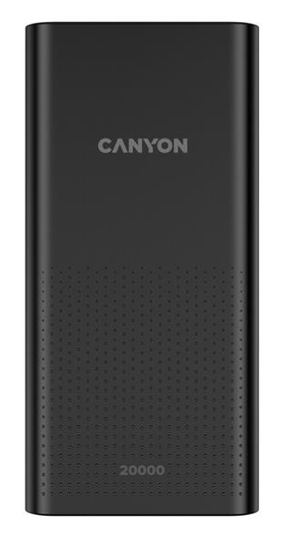 Canyon PB-2001, Powerbank, Li-Pol, 20.000 mAh, Vstup: 1x Micro-USB, 1x USB-C, Výstup: 2x USB-A, čierna0 