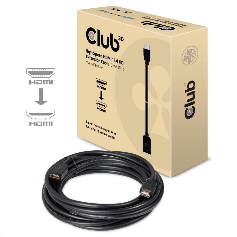 Predlžovací kábel HDMI Club3D 1.4, 5m0 