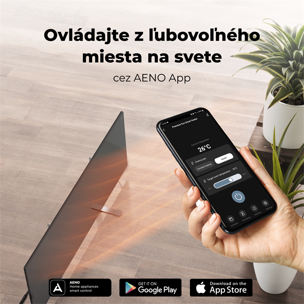 AENO AGH2S Premium Eco Smart Ohrievač čierny, WI-FI, max 700W, Infra11 