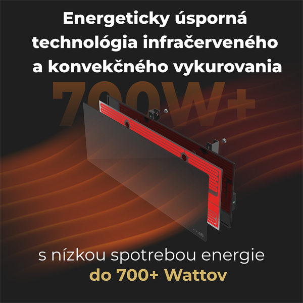 AENO AGH2S Premium Eco Smart Ohrievač čierny, WI-FI, max 700W, Infra3 