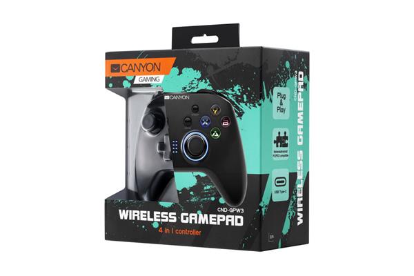 Canyon GP-W3, Gamepad 4v1 pre PC, Android, PS3, Nintendo Switch, bezdrôtový, motion senzor, USB-C nabíjací kábel3 