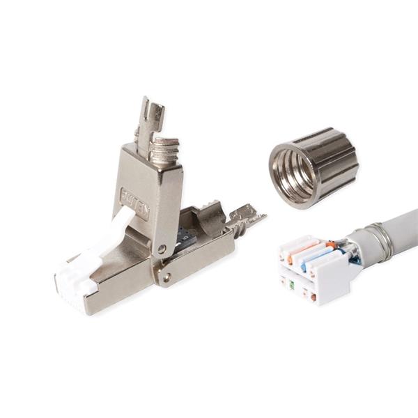KELine konektor RJ45/s, beznástrojový, pre priamu montáž na inštalačné káble Cat.7A, Cat.7, Cat6A0 