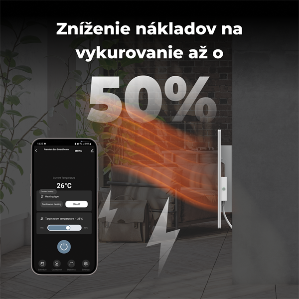 AENO AGH1S Premium Eco Smart Ohrievač, Biely, WI-FI, max 700W, Infra5 