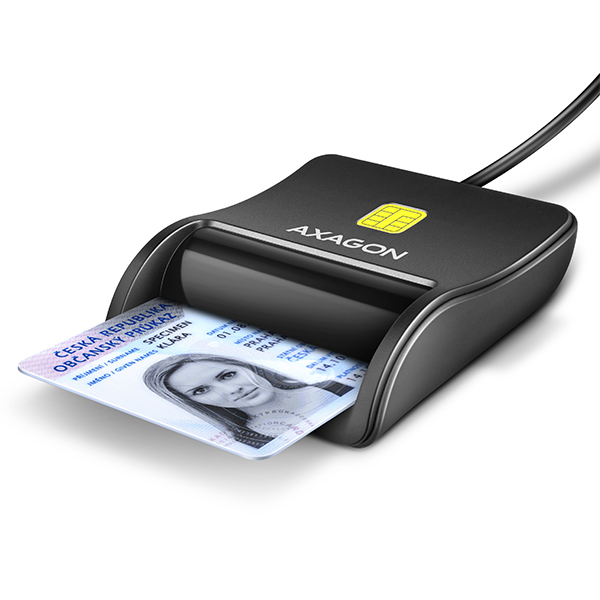 AXAGON CRE-SM3N, USB-A FlatReader čtečka kontaktních karet Smart card (eObčanka), kabel 1.3m1 