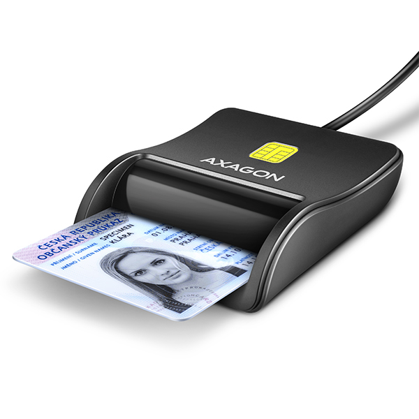 AXAGON CRE-SM3N, USB-A FlatReader čítačka kontaktných kariet Smart card (eObčanka), kábel 1.3m0 