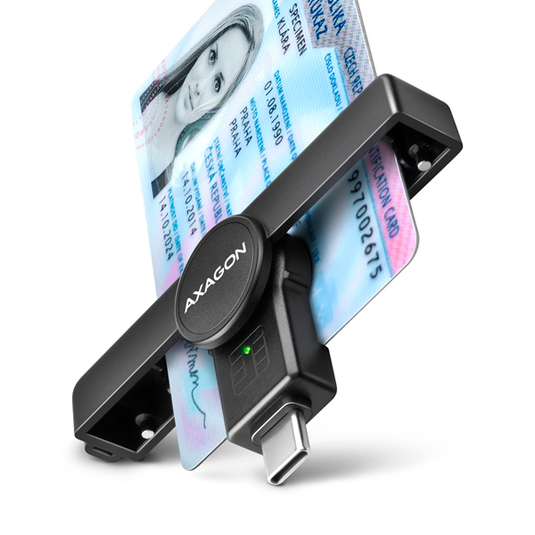 AXAGON CRE-SMPC, USB-C PocketReader čtečka kontaktních karet Smart card (eObčanka, eID klient)2 