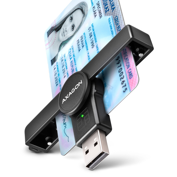 AXAGON CRE-SMPA, USB-A PocketReader čtečka kontaktních karet Smart card, (eObčanka, eID klient)3 