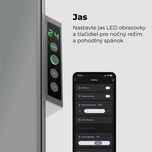 AENO AGH5S Premium Eco Smart Ohrievač, LIMITOVANÁ EDÍCIA GREY Šedá, LED, WI-FI, max 700W, Infra9 