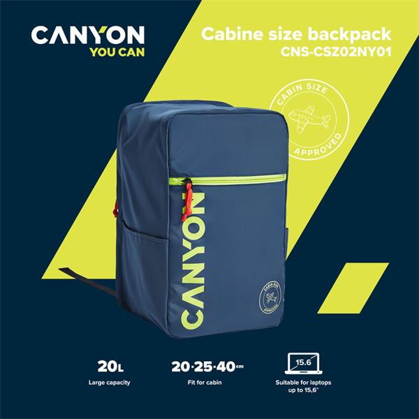 Canyon CSZ-02, batoh na notebook - palubovka, do veľkosti 15,6",  mechanizmus proti zlodejom, 20l, modrý13 