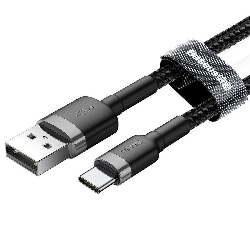 Baseus CATKLF-BG1 Cafule Kabel USB-C 3A 1m Grey/ Black0 