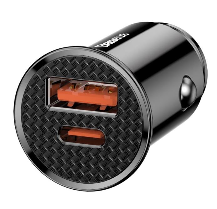 Baseus CCALL-YS01 Circular Nabíjačka do Autá USB+USB-C 30W Black1 