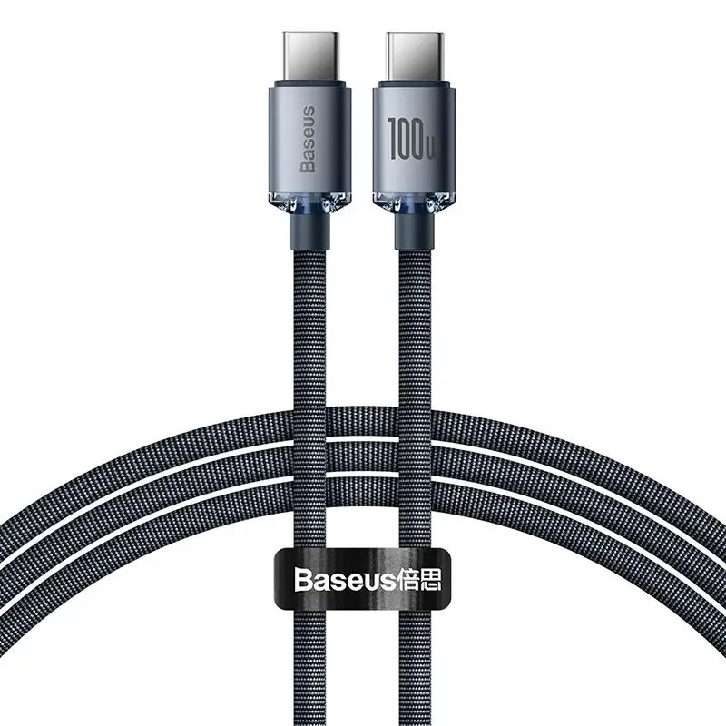 Baseus CAJY000601 Crystal Shine Series Dátový Kábel USB-C - USB-C 100W 1, 2m Black0 