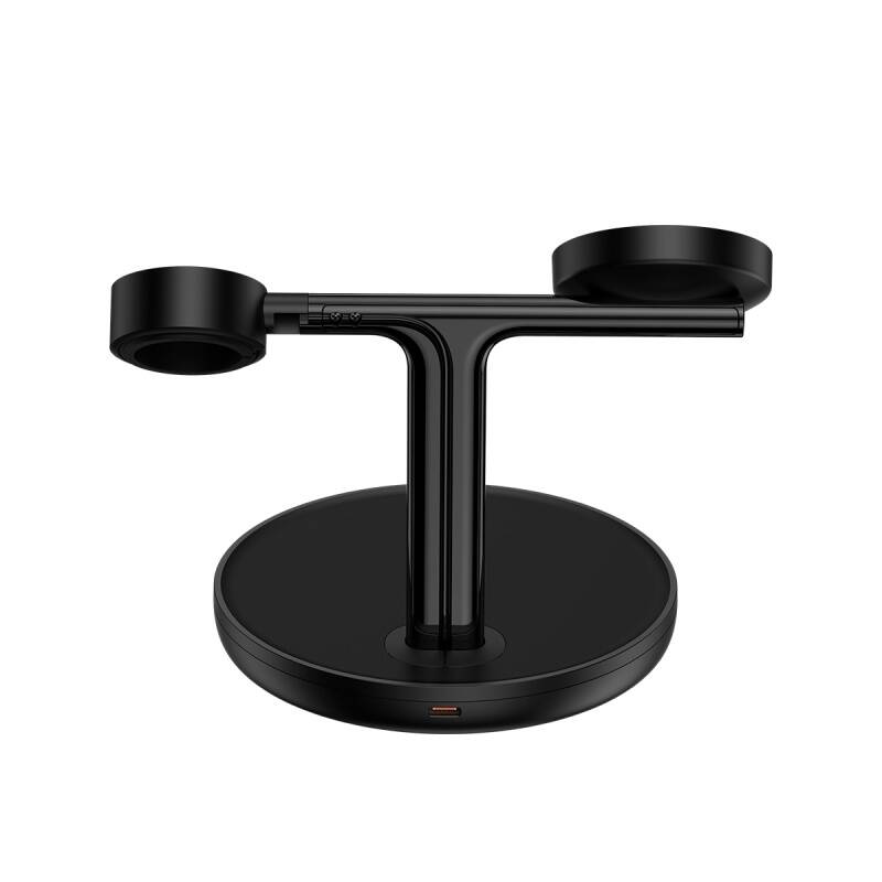 Baseus WXTE000101 Swan 3v1 Bezdrôtový Magnetický Nabíjací Stojan 15W Black1 