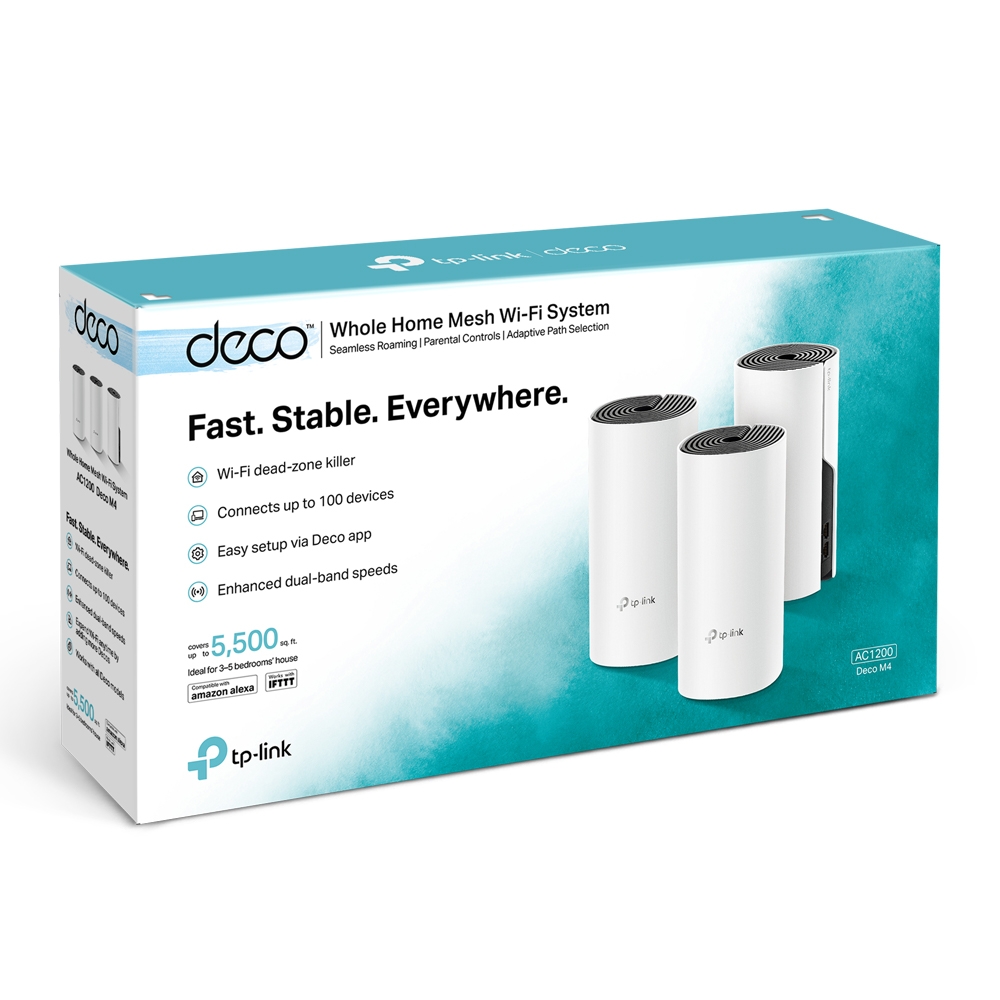 TP-Link AC1200 Whole-Home Mesh Wi-Fi System Deco M4(3-Pack), 2xGigabit port2 