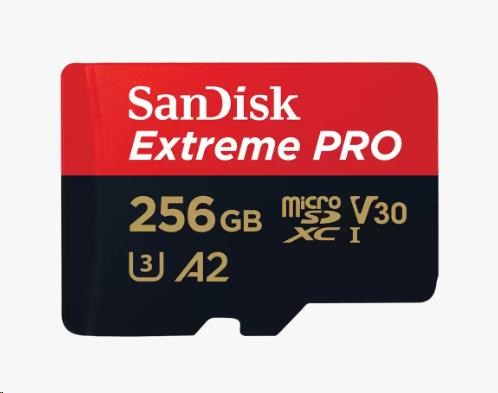 SanDisk micro SDXC karta 256GB Extreme PRO (200 MB/ s Class 10,  UHS-I U3 V30) + adaptér1 