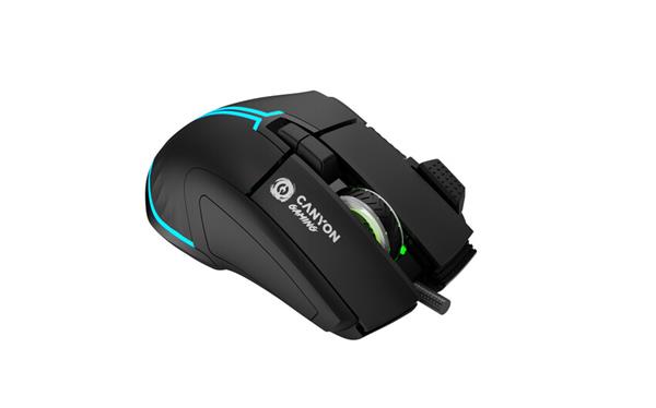 Canyon GM-636, Fortnax herná myš, drôtová, optická, 20.000dpi, odozva 1ms, 9 progr. tlač,  6 režimov RGB podsv., čierna0 