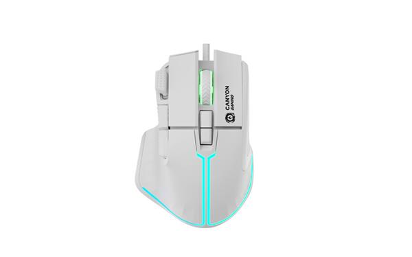 Canyon Fortnax, GM-636 herná myš, drôtová, optická, 20.000dpi, odozva 1ms, 9 progr. tlač,  6 režimov RGB podsv., biela0 