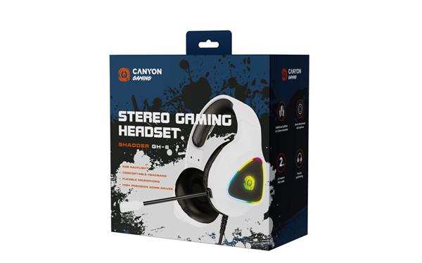 Canyon GH-6, Shadder herný headset, USB / 2x 3.5mm jack, 2m kábel, multicolor RGB podsvietenie, biely7 