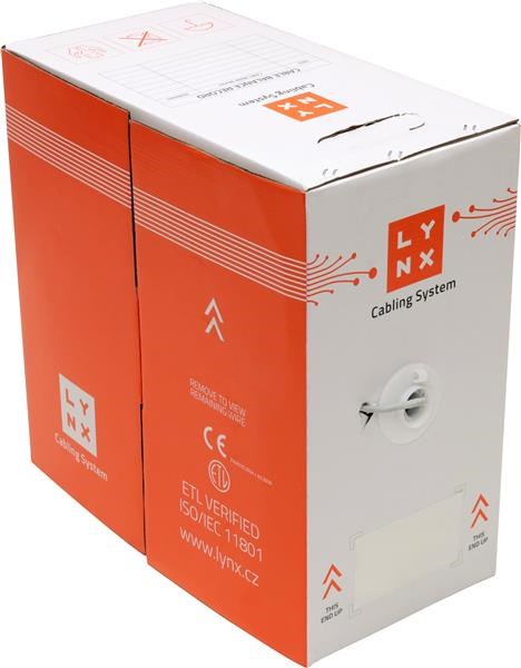 UTP kabel LYNX,  Cat5E,  drát,  PVC,  Dca,  šedý,  305m1 
