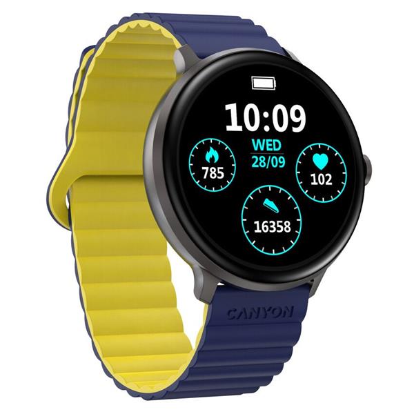 Canyon Jacky SW-69, smart hodinky, BT, fareb. LTPS displej 1,3", vodotes. IP68, 25 športov, modro/žlté12 