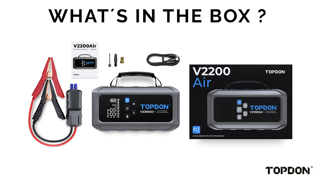 TOPDON Car Jump Starter JumpSurge V2200air/ 12000mAh/ max výstupný prúd 2200A/ 4-150PSI1 