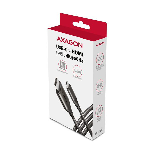 AXAGON RVC-HI2MC, USB-C -> HDMI 2.0a redukcia / kábel 1.8m, 4K/ 60Hz HDR108 