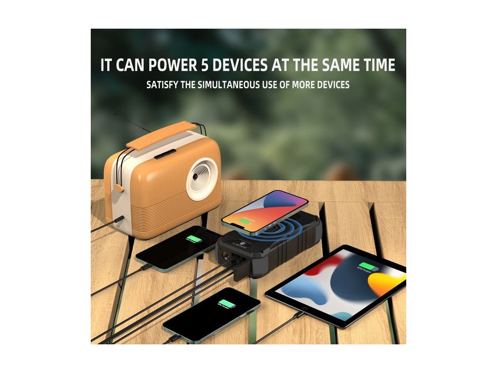 Outdoorová powerbanka Viking SKADI III/ Output:DC, 1xUSB-C, 2xUSB-A/ Wireless charge 15W max/ 30000mAh8 