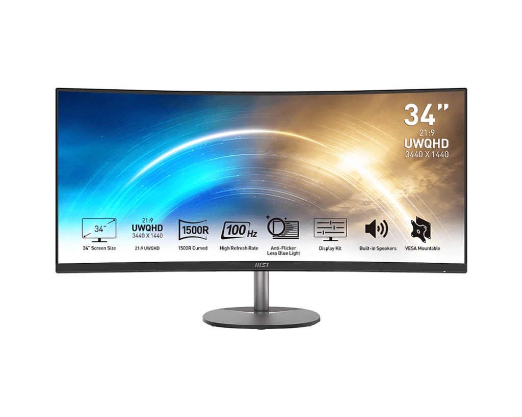 MSI Pro/ MP341CQ/ 34"/ VA/ wQHD/ 100Hz/ 1ms/ Čierna/ 3R0 