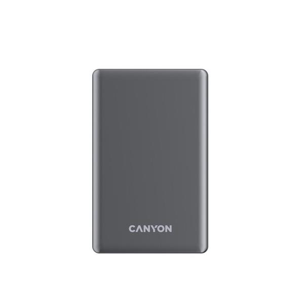 Canyon OnCharge 510, Powerbank, 10.000 mAh, in: USB-C, out: USB-C PD 20W + Wireless Magnet 15W, štíhla, šedá4 