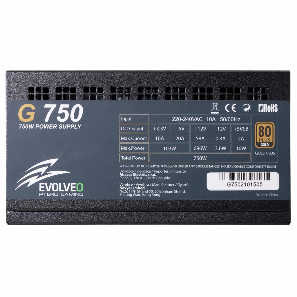 EVOLVEO G750/ 750W/ ATX/ 80PLUS Gold/ Modular8 