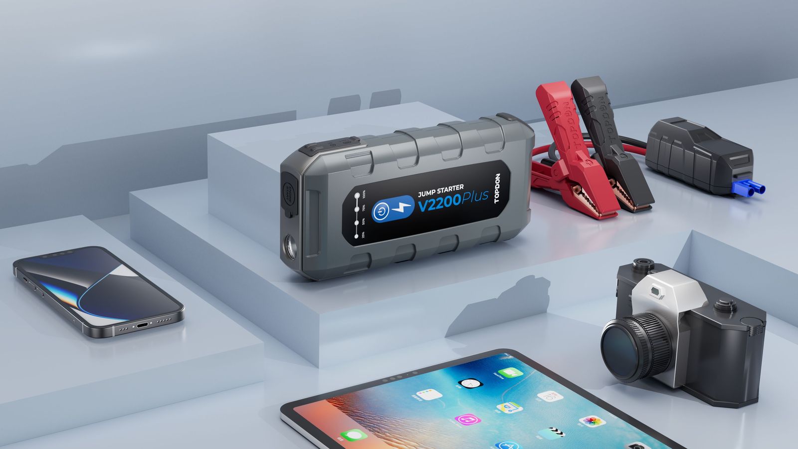 TOPDON V2200Plus/ 16000mAh/ max výstupný prúd 2200A/ 2xUSB-A/ USB-C/ DC Jack/ tester batérie2 