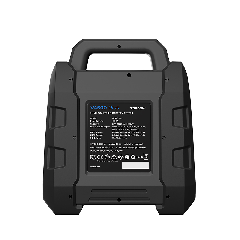 TOPDON štartér a tester autobatérie V4500Plus/ 32000mAh(120Wh)/ max. výstupný prúd 4500A/ / IP653 